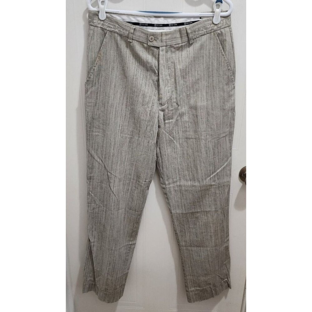 Stacy Adams Gray Linen Blend Straight Leg Dress‎ Pants Size 34W / 32
